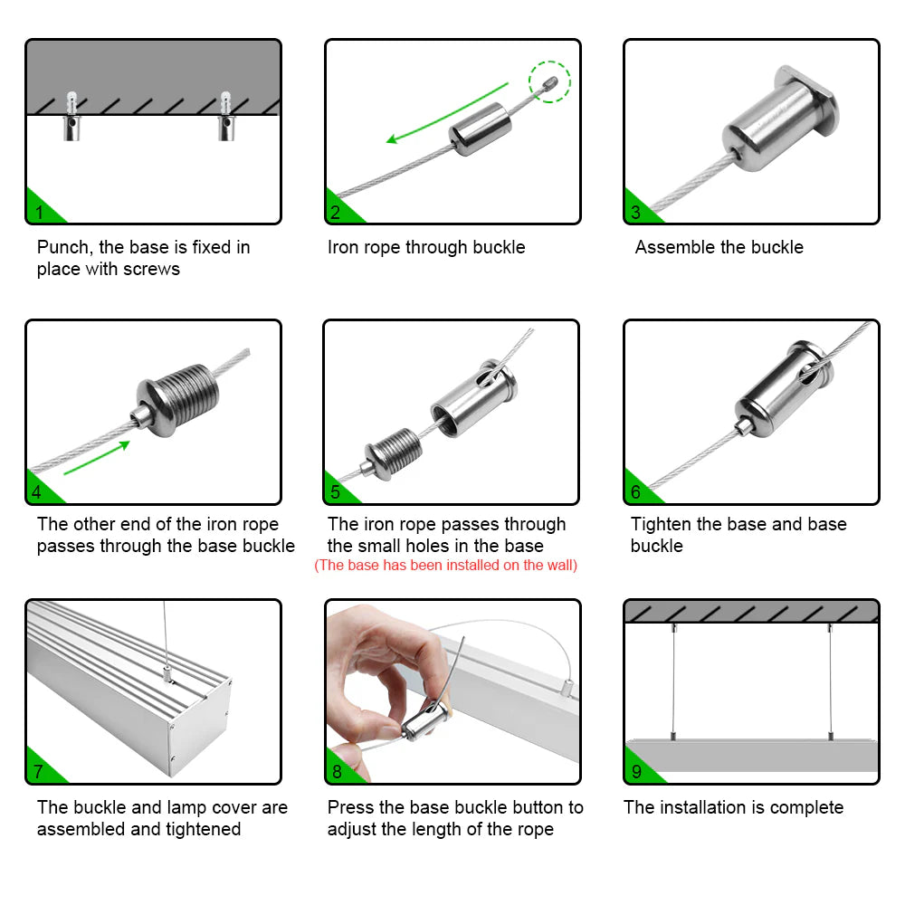 Wide Pendant LED Aluminum Profile Light H10075B – 75mm Inner Width | Silver Housing | Milky White Cover | With Installation Accessories | Suspension Mounting Linear Office Lighting | 1m / 2m Length | 10 / 20-Pack