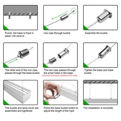 Wide Pendant LED Aluminum Profile Light H10075B – 75mm Inner Width | Silver Housing | Milky White Cover | With Installation Accessories | Suspension Mounting Linear Office Lighting | 1m / 2m Length | 10 / 20-Pack