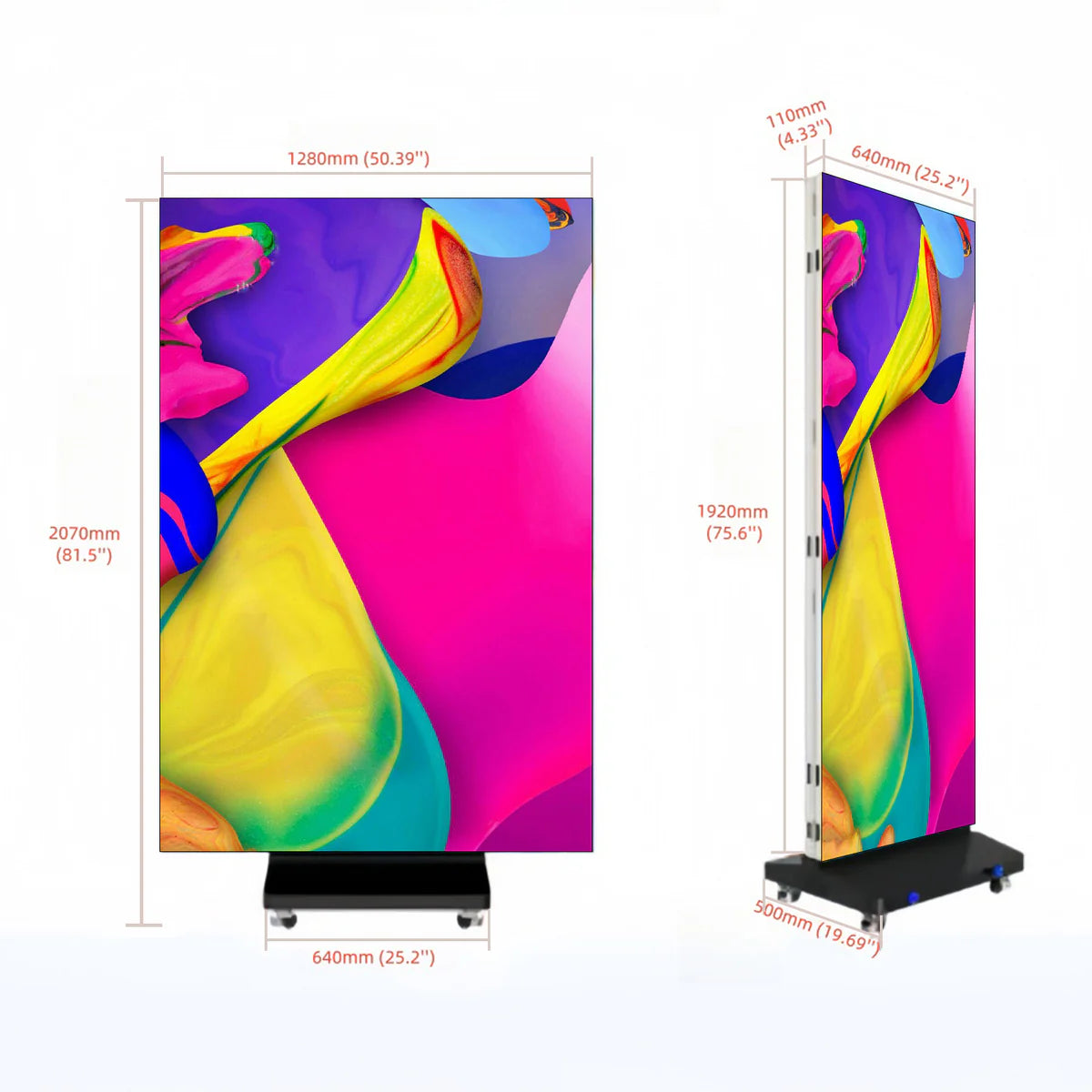 LEP-TR Series Tri-Fold LED Digital Signage Poster | 1280×1920mm Foldable Panel | P2.5 / P2 / P1.86 / P1.53 | GOB Surface | Portable Indoor Kiosk Display