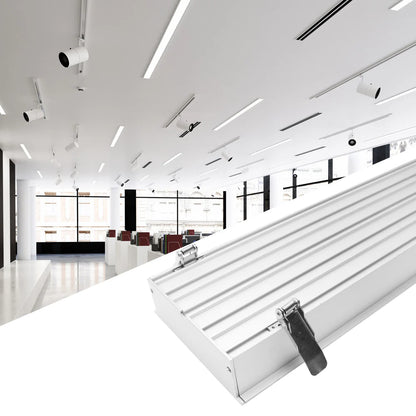 Wide Recessed LED Aluminum Profiles Kit H15050B – 125mm Inner Width | Silver | Milky White Cover | With Installation Accessories | Linear Flush-Mount Office Lighting – 1m / 2m | 10 / 20-Pack