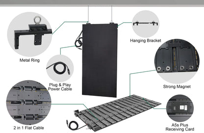 LEP-RS Series Rollable LED Digital Signage Poster | 500×1000mm | P2.6 / P1.95 / P1.53 / P1.25 | Flexible, Lightweight & Portable | Hanging or Magnetic Installation Supported