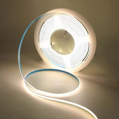 FCOB Flexible LED Strip Light | 5m (16.4ft) Roll | CRI90 | 3000K / 4000K / 6000K | 320 / 480 LEDs per Meter | 8W / 10W | 12V / 24V | 8mm Wide | Dimmable Indoor IP00 LED Ribbon