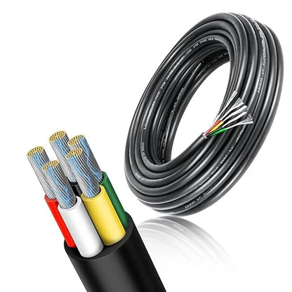 20 AWG 2/3/4/5 Conductor PVC Insulated Copper Wire, Black/White Flexible Electrical Cable for Wiring Systems – 50m / 500m