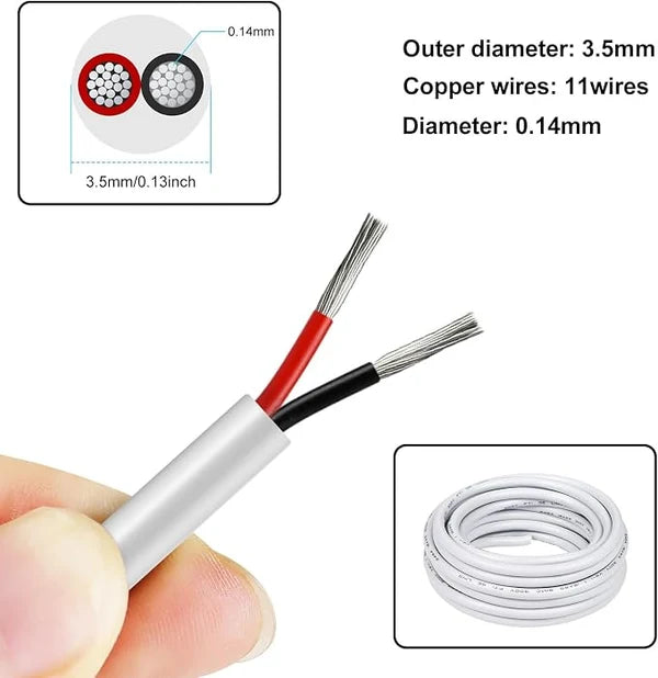 24 AWG 2/3/4/5 Conductor PVC Insulated Copper Cable, Black/White Flexible Wire for Low Voltage Electrical Wiring – 50m / 500m