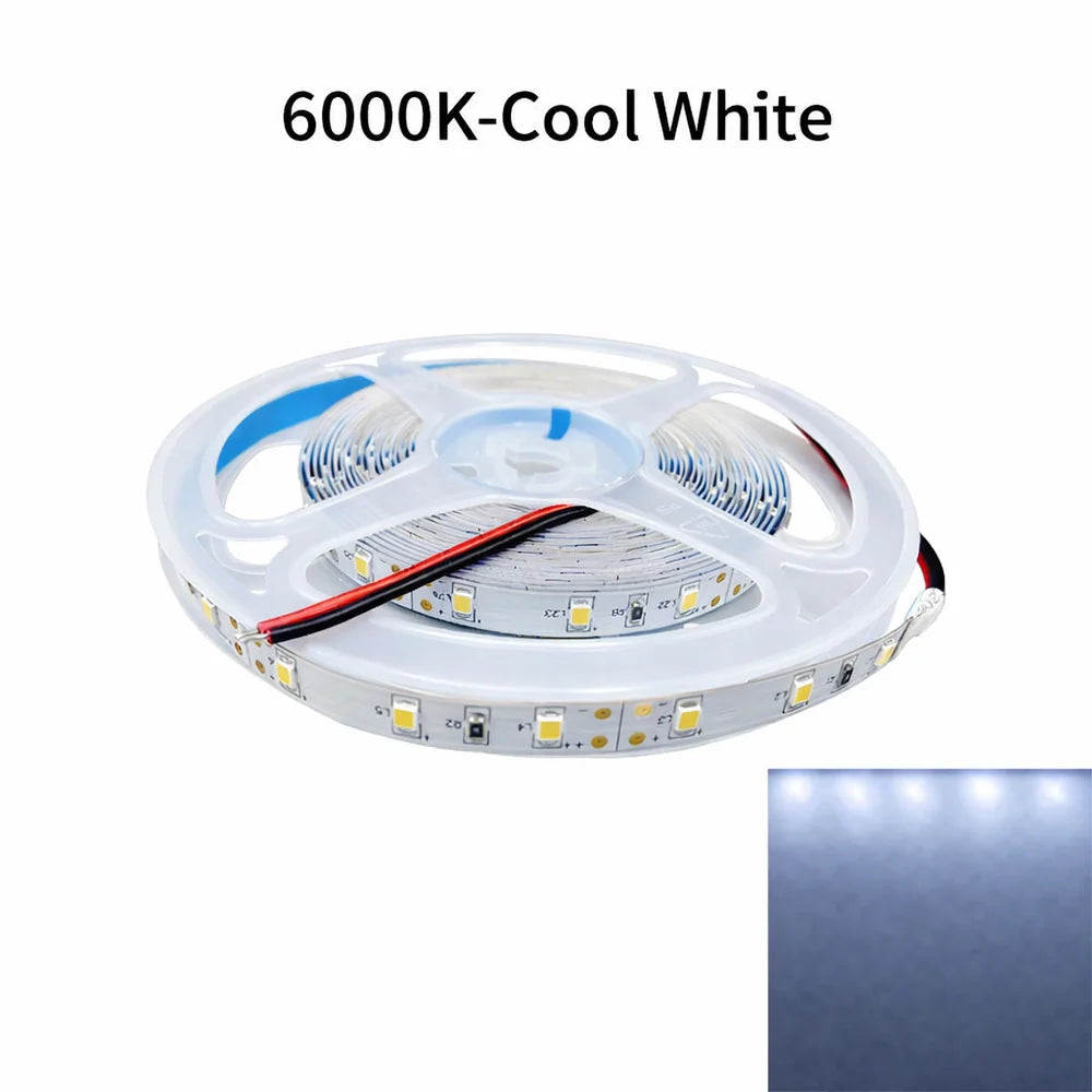DC24V SMD2835 Single Color LED Strip Light, 0.2W per LED 60 LEDs/m High Brightness 8mm PCB Warm White / Natural White / Cool White / Blue IP00 / IP67 for Mirror, Kitchen Cabinet, Bedroom, 50/500M