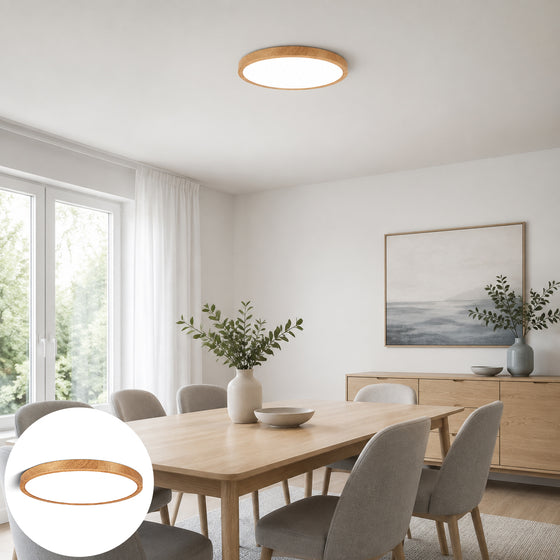 AC 220–240V Wood Grain Round Flush Mount LED Ceiling Lights – 12 Inch – 3000K / 4500K / 5000K / 6500K – for Residential & Commercial Lighting – Local Stock (UK/DE)