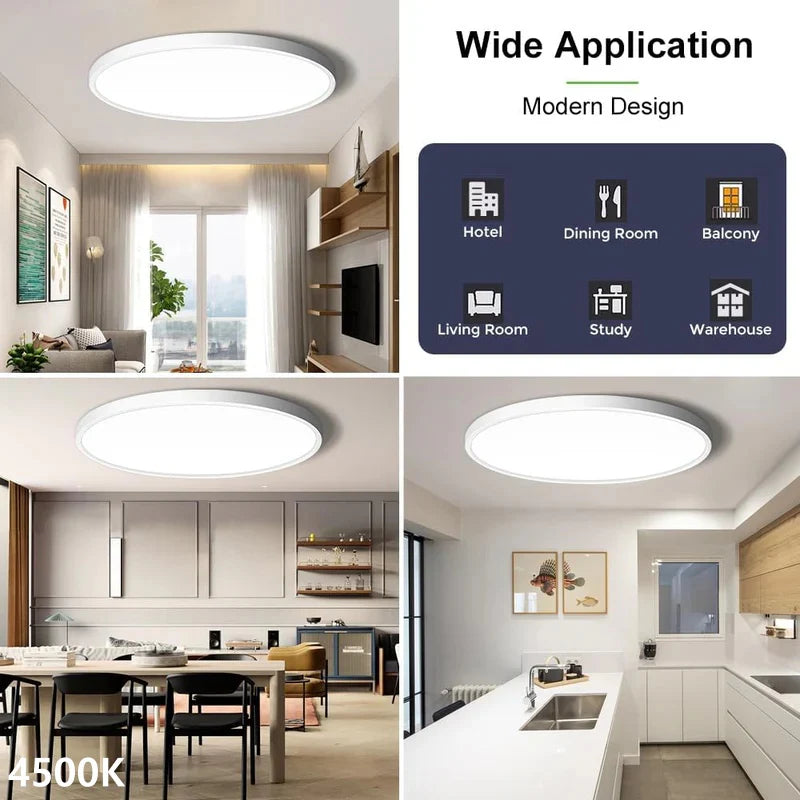 AC 110–130V White Round Flush Mount LED Ceiling Light – 7 / 9 / 12 / 15.7 / 24 Inch – 3000K / 4500K / 5000K / 6500K – for Residential & Commercial Lighting – Local Stock (US)