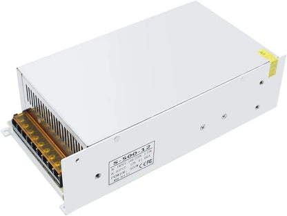 DC 12V/24V 350W–600W Industrial Switching Power Supplies, AC 110/220V Input, High Power LED Driver Transformer, Cooling Fan Metal Case, CE/FCC/RoHS Certified