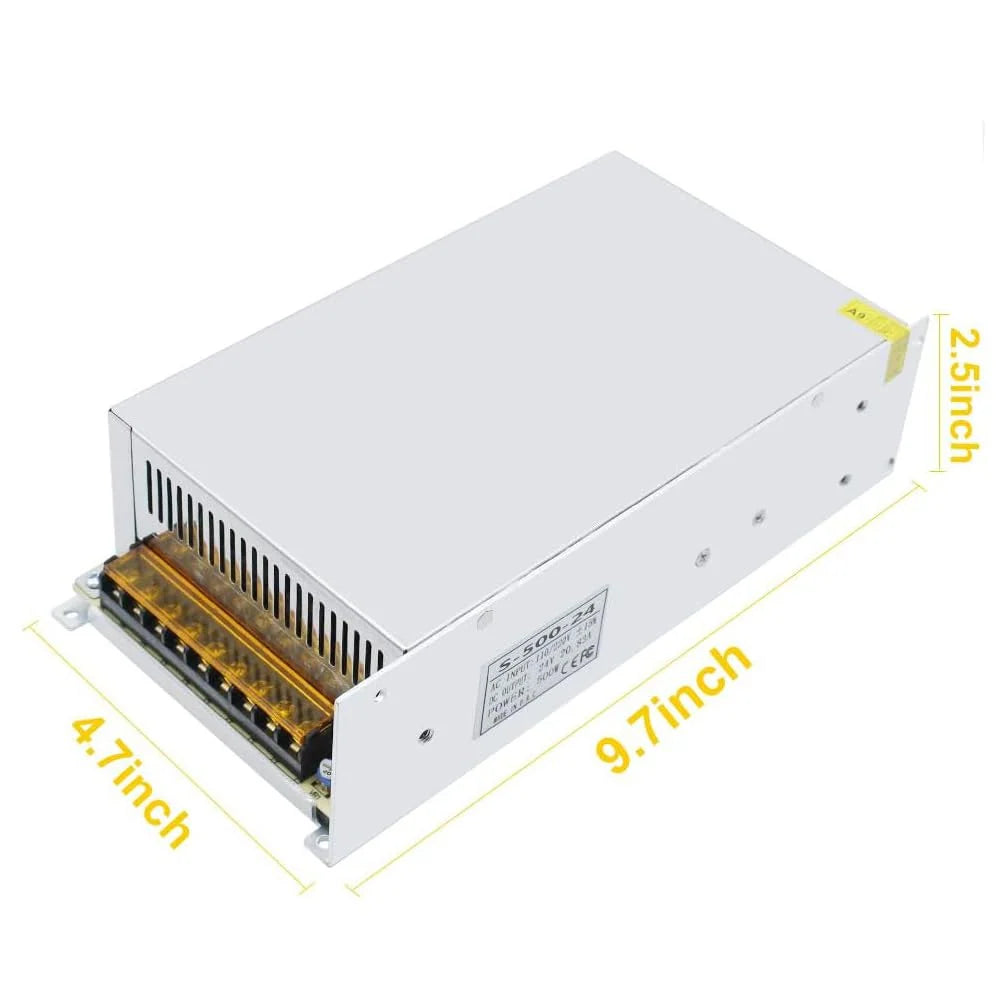 DC 12V/24V 350W–600W Industrial Switching Power Supplies, AC 110/220V Input, High Power LED Driver Transformer, Cooling Fan Metal Case, CE/FCC/RoHS Certified