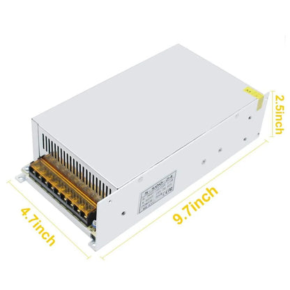 DC 12V/24V 350W–600W Industrial Switching Power Supplies, AC 110/220V Input, High Power LED Driver Transformer, Cooling Fan Metal Case, CE/FCC/RoHS Certified
