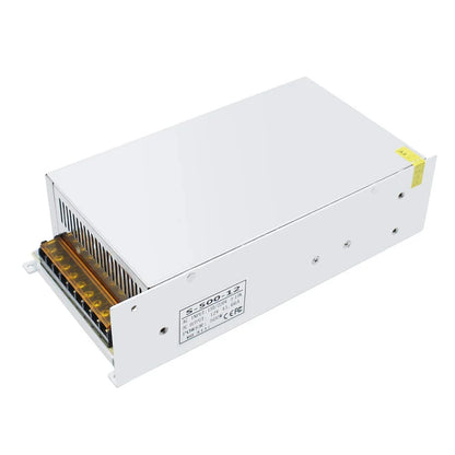 DC 12V/24V 350W–600W Industrial Switching Power Supplies, AC 110/220V Input, High Power LED Driver Transformer, Cooling Fan Metal Case, CE/FCC/RoHS Certified