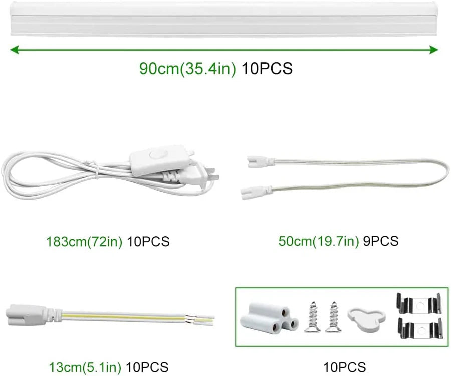 IT Series LED Shop Light – 3FT T5 Integrated Tube Fixture | 15W | Warm/Natural/Daylight White | Linkable Utility Garage Ceiling Light & Under Cabinet Lighting | Corded Electric with Built-in On/Off Switch | Non-Dimmable AC90–240V | 20-Pack / 100-Pack