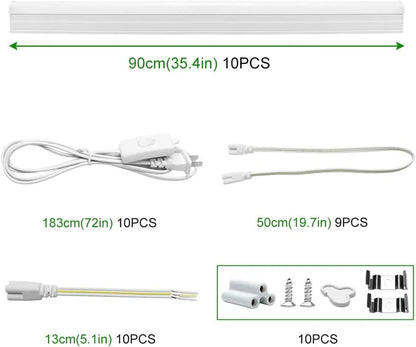 IT Series LED Shop Light – 3FT T5 Integrated Tube Fixture | 15W | Warm/Natural/Daylight White | Linkable Utility Garage Ceiling Light & Under Cabinet Lighting | Corded Electric with Built-in On/Off Switch | Non-Dimmable AC90–240V | 20-Pack / 100-Pack