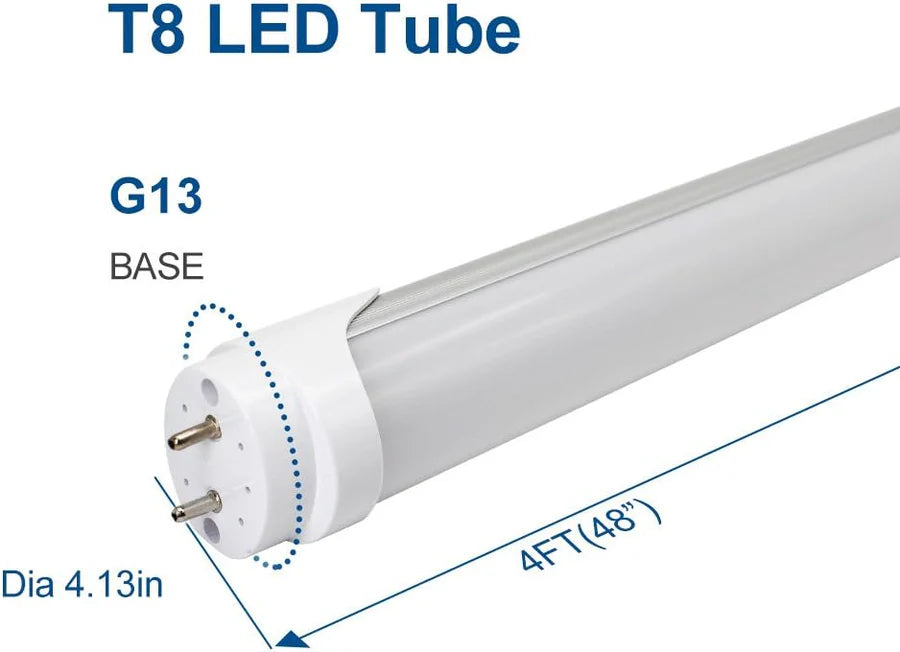 4ft Retrofit T8 LED Tube Light – 20W – Ballast Bypass – Frosted Lens – Warm / Natural / Daylight White – AC90-240V Non-Dimmable – 20-Pack or 100-Pack