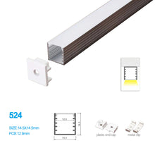 14.5 × 14.5mm LED Aluminum Profiles Kit 524-B – 12.9mm Inner Width | Silver | Milky White Cover | With Installation Accessories | LED Mounting Track – 1m / 2m / 3m | 50 / 100-Pack
