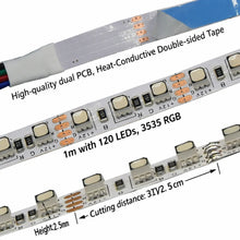 8MM Wide SMD3535 RGB LED Strip Light - DC12V | 8mm PCB | 120 LEDs/M | Non-Waterproof | for Mirror, Kitchen Cabinet, Bedroom | 50/500M