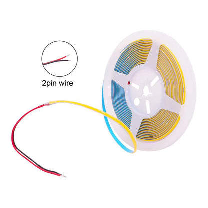 COB Flexible LED Strip Light - 12V / 24V | 5mm PCB | 400 LEDs/M | CRI 90+ | Dot-Free Continuous Lighting | 3000K / 4000K / 6500K / Red / Blue / Green / Pink / Yellow | Non-Waterproof | for Cabinets,Kitchen Office Lighting | 50/500M