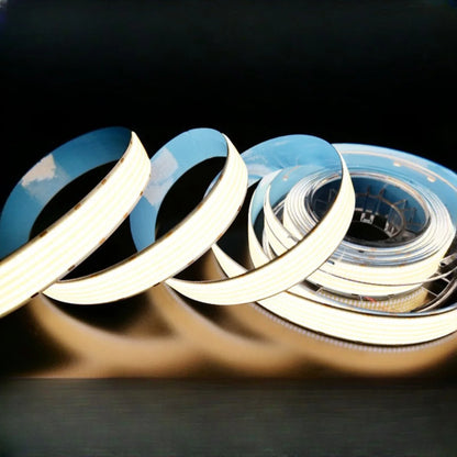 FCOB Ultra High-Density LED Strip Light | 5m (16.4ft) Roll | CRI90 | 3000K / 4000K / 6000K | 1600 LEDs/m | 40W | 24V DC | 30mm Wide | Dimmable Indoor IP00 Ribbon Lighting