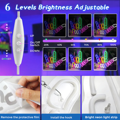 LightingWill "Good Vibes" Neon Sign – Dimmable LED Finger Light, USB Powered Wall Decor for Game Rooms, Bars, Weddings & More