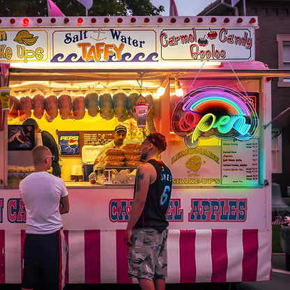 LED Open Neon Sign, Dimmable Open Signs for Business with ON/OFF Switch, 17"x12", 5V USB Powered Rainbow LED Neon Light Sign for Wall Decor, Shop, Bar, Home