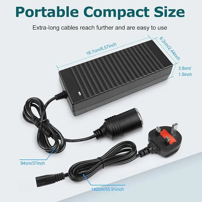 AC 100–240V Input LED Power Adapter Cigarette Lighter Converter Transformer 60W–120W DC 12V with UK Plug for Car Accessories, Tire Inflators, Portable Coolers, Car Vacuum Cleaners and Automotive Equipment, 1-Pack/10-Pack