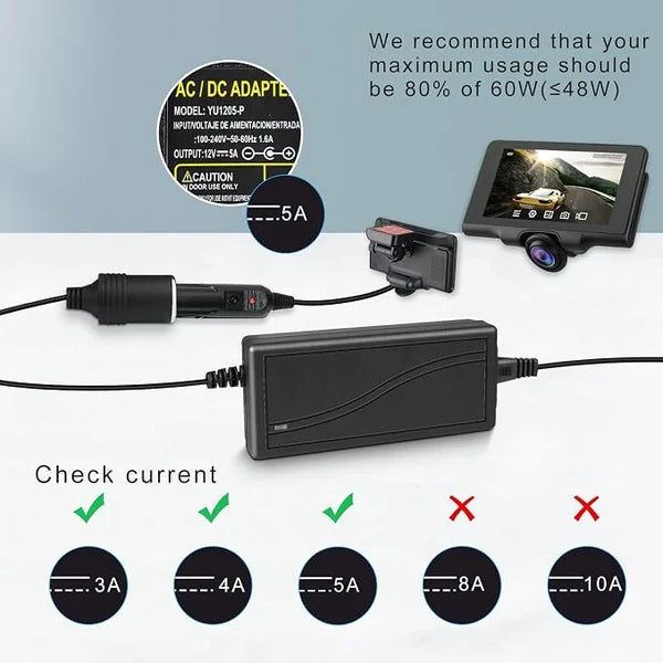 AC 100–240V Input LED Power Adapter Cigarette Lighter Converter Transformer 60W–120W DC 12V with UK Plug for Car Accessories, Tire Inflators, Portable Coolers, Car Vacuum Cleaners and Automotive Equipment, 1-Pack/10-Pack