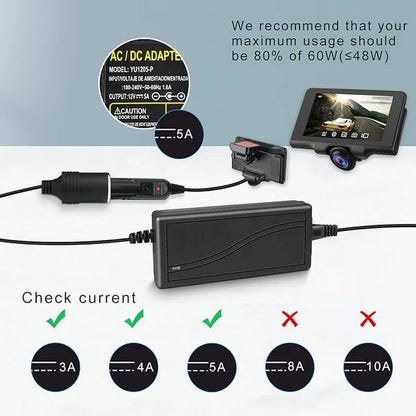 AC 100–240V Input LED Power Adapter Cigarette Lighter Converter Transformer 60W–120W DC 12V with UK Plug for Car Accessories, Tire Inflators, Portable Coolers, Car Vacuum Cleaners and Automotive Equipment, 1-Pack/10-Pack