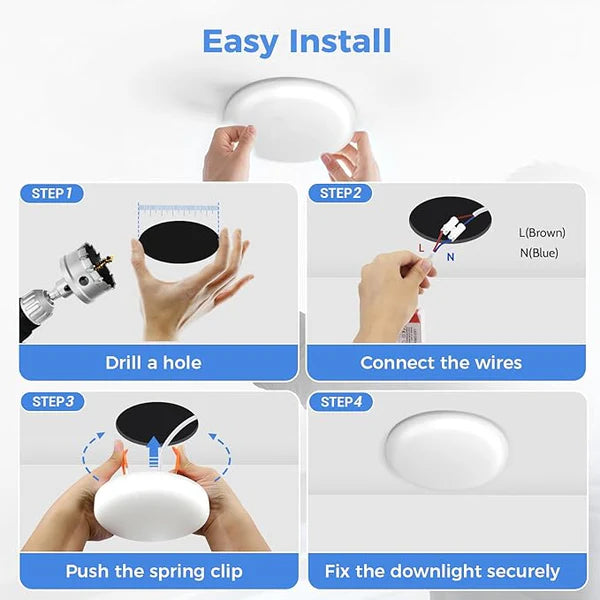 4 Inch LED Recessed Ceiling Light, 18W Recessed Light, 6500K Cool Daylight, Canless Wafer Downlight, Fits 2.5-4in Ceiling Hole with LED Driver (4 Pack)