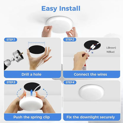 4 Inch LED Recessed Ceiling Light, 18W Recessed Light, 6500K Cool Daylight, Canless Wafer Downlight, Fits 2.5-4in Ceiling Hole with LED Driver (4 Pack)