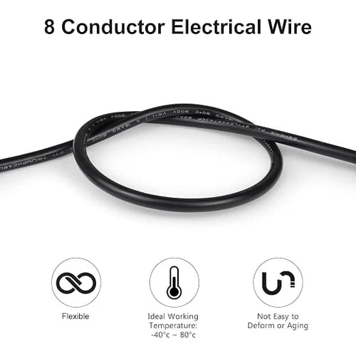 24 AWG 6/7/8 Conductor PVC Control Cable, Black/White Industrial Flexible Wire for Signal & Control Systems – 50m / 500m