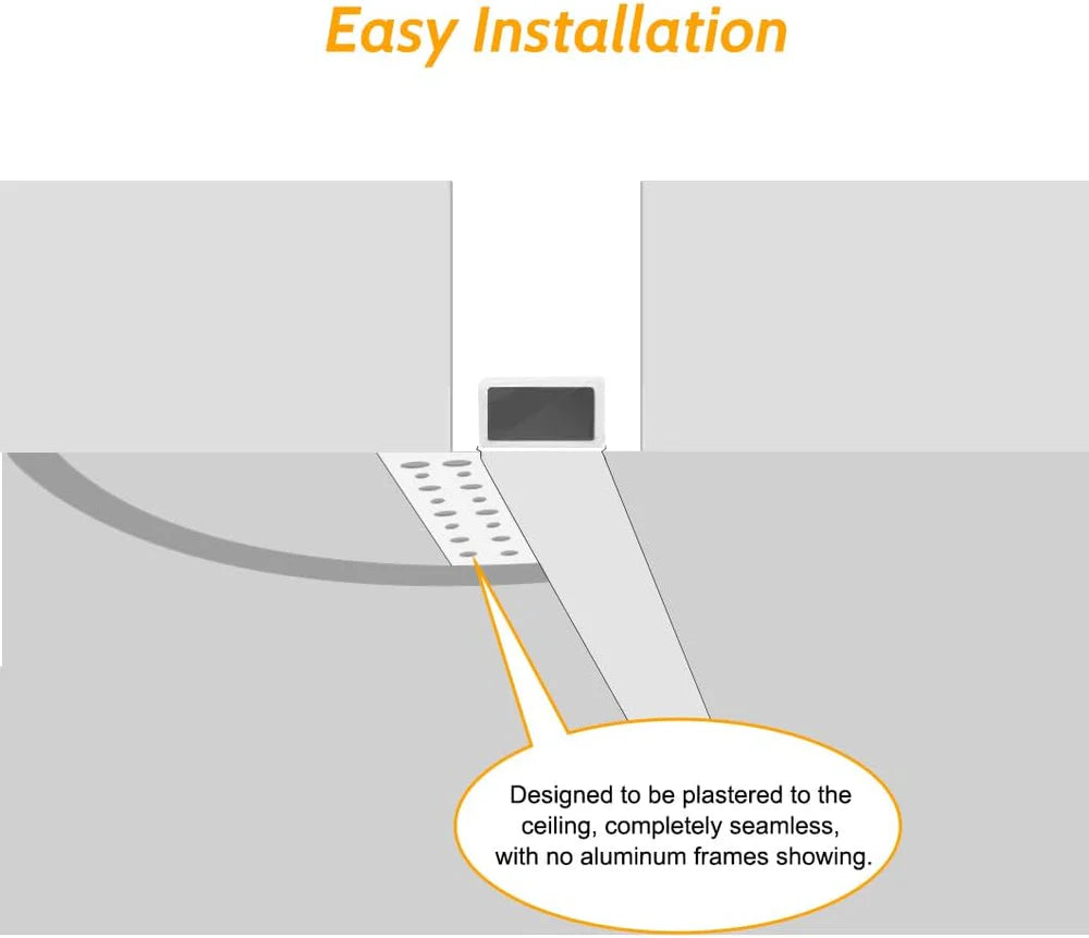 One-Sided Drywall LED Aluminum Profiles – for 1–13mm LED Strip Plaster-in Recessed Profile | Silver | Milky White Cover | 1m / 2m / 3m | 50 / 100-Pack
