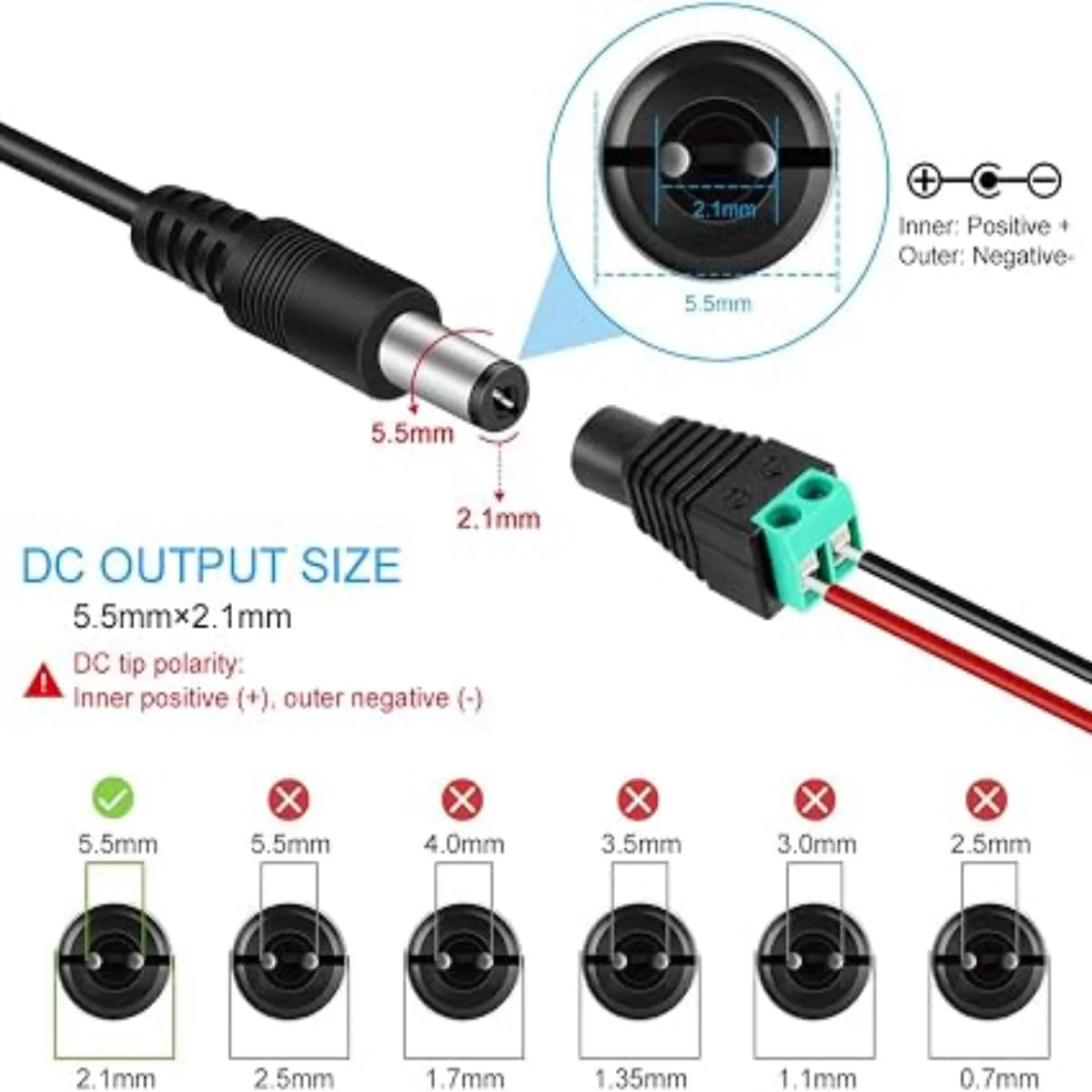 DC 5V Wall Plug LED Adapter 15W, AC 100–240V Input, Black Housing Wall Plug LED Adapter with US Plug - for LED Strip Lights, Routers, USB Devices and Electronics