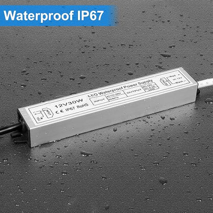 30W Outdoor Waterproof Power Supplies, 12V/24V Output, 90-265V Input, Single Output, Aluminum Housing, Outdoor Lighting Projects, CE/RoHS/FCC Certified, US/UK/EU Plug, 1-Pack / 10-Pack