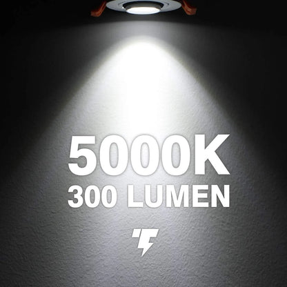 Core-3 Series Eyeball Gimbal COB LED Downlight – White Housing – TRIAC Dimmable – 3W/5W/7W – 50-Pack/100-Pack – 3000K–6000K – 100–130V / 200–240V