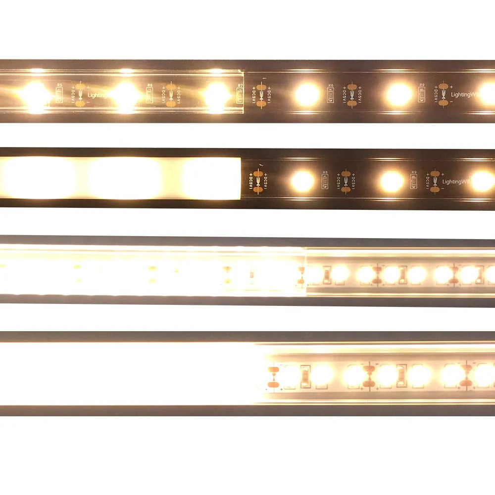 U Shape LED Channel - U01-A 12mm | Silver / Black Aluminum Profile | Milky White Cover | Heavy-Duty LED Mounting Track – 1m / 2m / 3m | 50 / 100-Pack