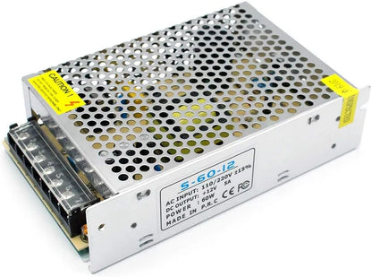 DC 12V/24V 60W–240W Industrial Switching Power Supplies, AC 110/220V Input, Constant Voltage LED Driver Transformer, Metal Case with Screw Terminals, CE/FCC/RoHS Certified