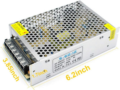 DC 12V/24V 60W–240W Industrial Switching Power Supplies, AC 110/220V Input, Constant Voltage LED Driver Transformer, Metal Case with Screw Terminals, CE/FCC/RoHS Certified