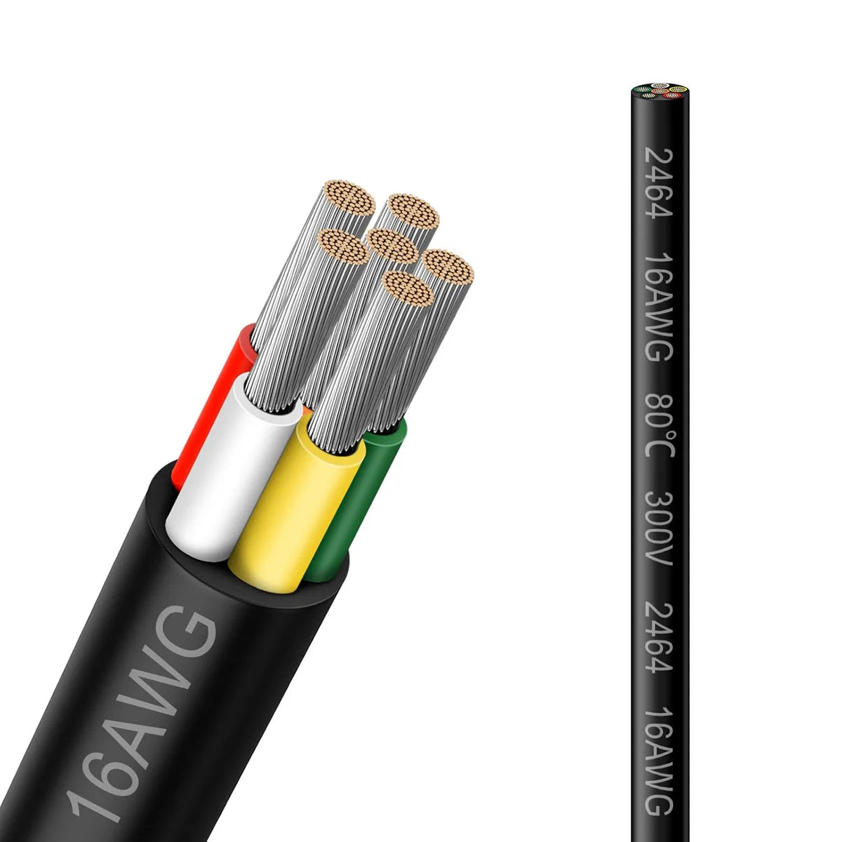 16 AWG 6/7/8 Conductor PVC Insulated Copper Cable, Black/White Industrial Control Wire – Multi-Core Flexible Electrical Cable for Electrical Systems – 50m / 500m
