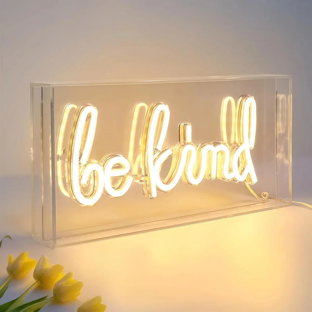 LED Light Box Signs – Rectangular 11.8x5.9 inch | Warm White/Pink | USB Powered | Tabletop Display | For Bedroom Decor, Coffee Corners, Lounge Areas & Entertainment Spaces