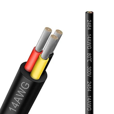 14 AWG 2/3/4/5 Conductor Stranded Tinned Copper Electrical Wire, Black/White PVC Multi-Core Cable – Flexible Control Cable for Electrical Wiring – 50m / 500m (10 Rolls Available)