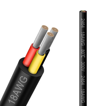 18 AWG 2/3/4/5 Conductor PVC Copper Cable, Black/White Flexible Electrical Wire for Control & LED Wiring – 50m / 500m