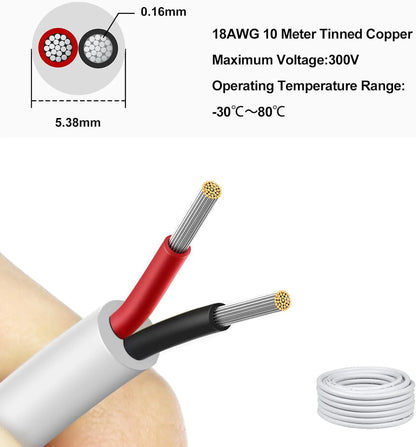 18 AWG 2/3/4/5 Conductor PVC Copper Cable, Black/White Flexible Electrical Wire for Control & LED Wiring – 50m / 500m