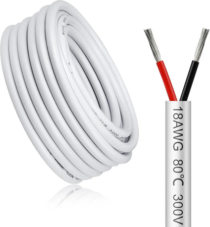 18 AWG 2/3/4/5 Conductor PVC Copper Cable, Black/White Flexible Electrical Wire for Control & LED Wiring – 50m / 500m