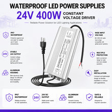 400W Outdoor Waterproof Power Supplies, 24V/36V/48V Output, 90-140V / 175-265V Input, Single Output, Aluminum Housing, Outdoor Lighting Projects, CE/RoHS/FCC Certified, US/UK/EU Plug, 1-Pack / 10-Pack
