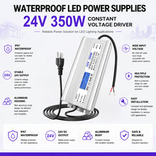 350W Outdoor Waterproof Power Supplies, 24V/36V/48V Output, 90-140V / 175-265V Input, Single Output, Aluminum Housing, Outdoor Lighting Projects, CE/RoHS/FCC Certified, US/UK/EU Plug, 1-Pack / 10-Pack