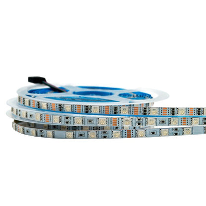 RGB LED Strip Light | 12V DC | SMD5050, 60 LEDs/M, 5M (16.4FT) Roll | 6mm White PCB | IP00/IP65/IP67 Options | Strip Only & Complete Kit