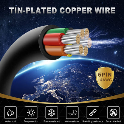 14 AWG 6/7/8 Conductor Stranded Tinned Copper Electrical Wire, Black/White PVC Multi-Core Control Cable – Industrial Flexible Wire for Electrical Systems – 50m / 500m (10 Rolls Available)