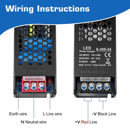 DC 12V 300W–400W Slim Black Industrial Switching Power Supplies, AC 120–130V/170–250V Input, LED Driver Transformer with Built-in Cooling Fan, CE/FCC/RoHS Certified