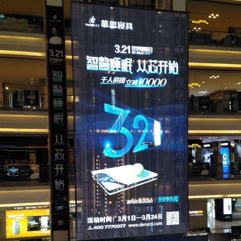 aClear Series Transparent LED Display Screen P3.91/7.81mm Pixel 1500nits/3500nits/5500nits in 1000x1000mm Aluminum Indoor Type for Glass/Window Display