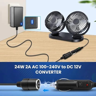 DC 12V Cigarette Lighter Power Supply Adapter 24W/36W, AC 100–240V Input Converter Transformer with US Plug - for Car Accessories, Pumps, Coolers and LED Lights
